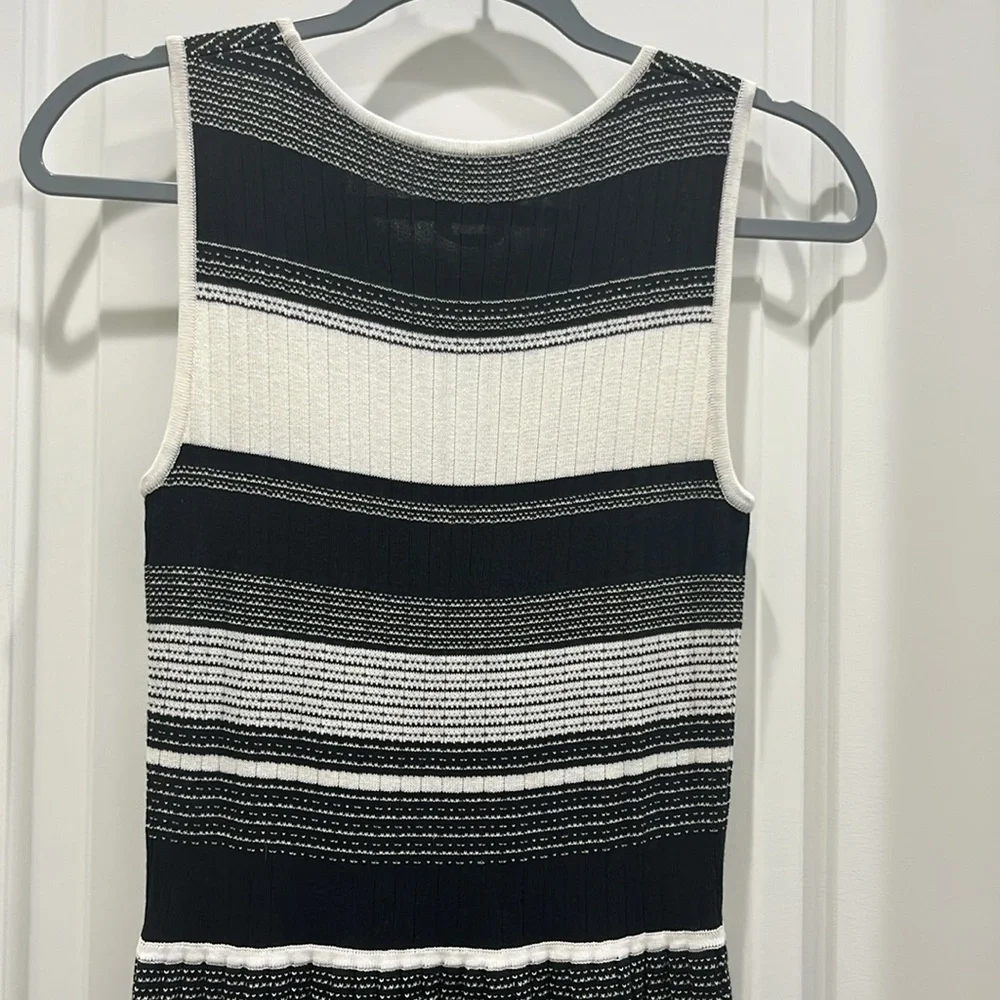 Kate Spade Striped Sleeveless Sweater Dress Black & White Sz S